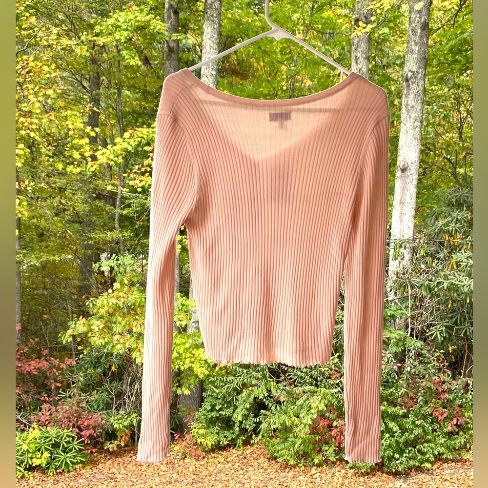 SO Women’s Cropped Cardigan Acrylic Ribbed Sweater Long Sleeve Size Large - Picture 2 of 15
